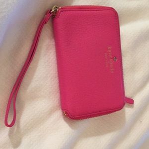 Kate Spade hot pink leather wristlet